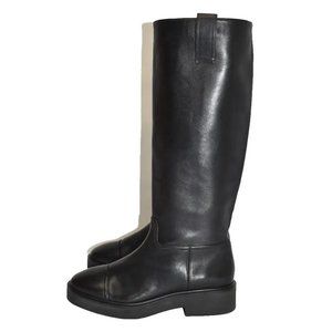 $900 STUART WEITZMAN Henley CAP TOE Knee-High Boot BLACK LEATHER 7.5 B (PB31)